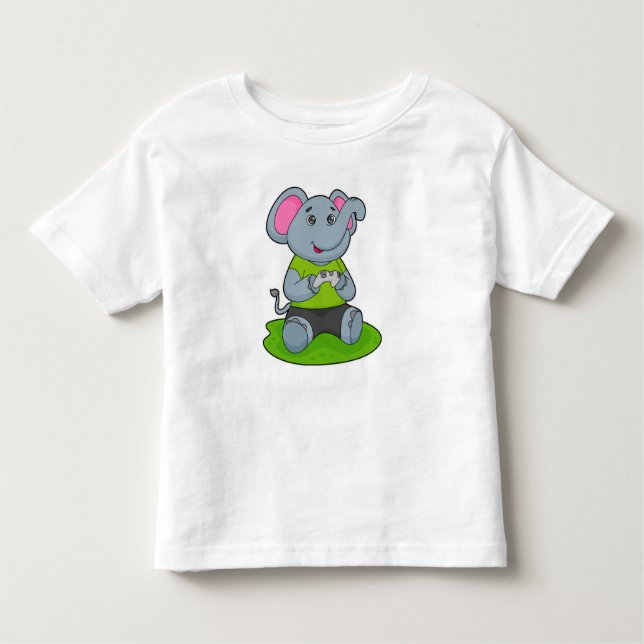 Elephant as Gamer Toddler T-shirt (Front)