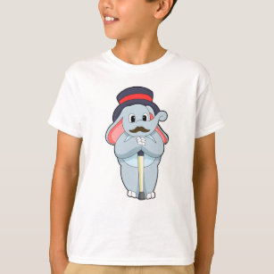 Elephant as Gentleman with Hat & Walking stick T-Shirt