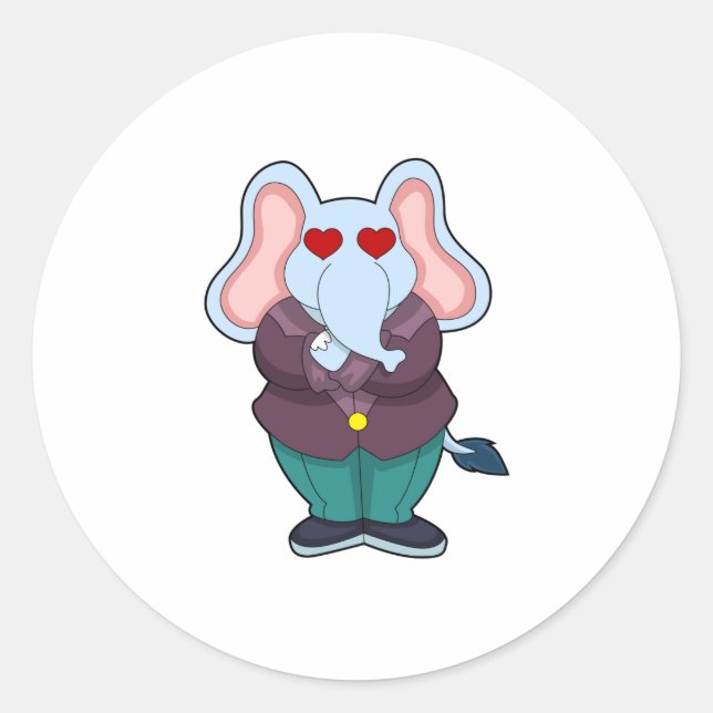 Elephant as Groom with Suit.PNG Classic Round Sticker (Front)