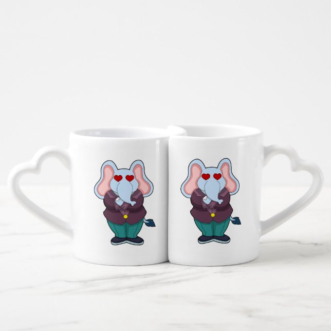 Elephant as Groom with Suit.PNG Coffee Mug Set (Front Nesting)
