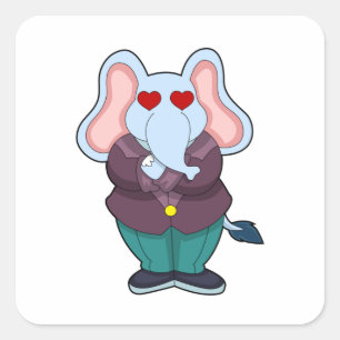 Elephant as Groom with Suit.PNG Square Sticker