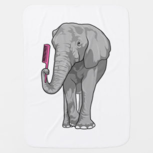 Elephant as Hairdresser with Comb Baby Blanket