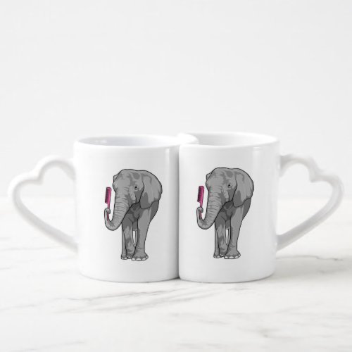 Elephant as Hairdresser with Comb Coffee Mug Set