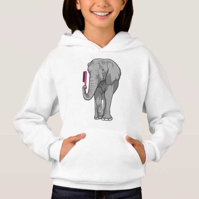 Elephant as Hairdresser with Comb Hoodie (Front)