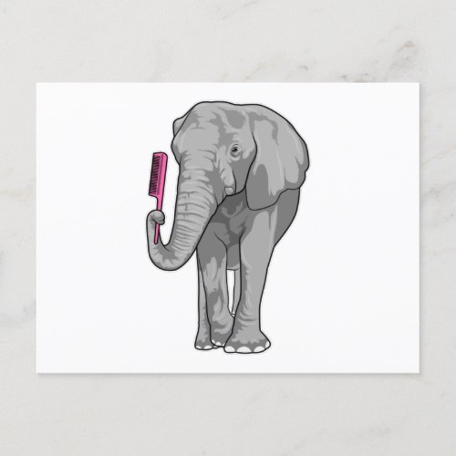 Elephant as Hairdresser with Comb Postcard