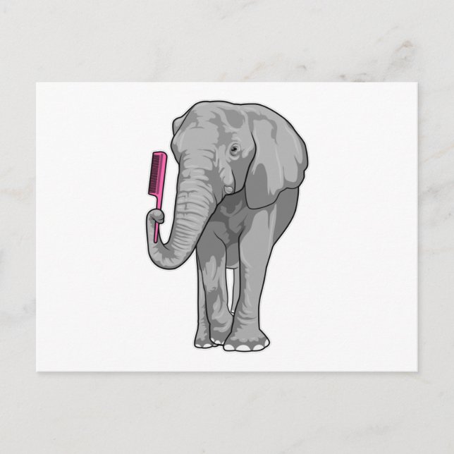 Elephant as Hairdresser with Comb Postcard (Front)