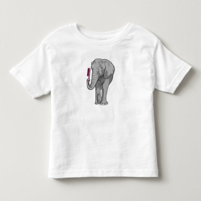 Elephant as Hairdresser with Comb Toddler T-shirt (Front)