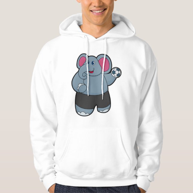 Elephant as Handball player with Handball ball Hoodie (Front)