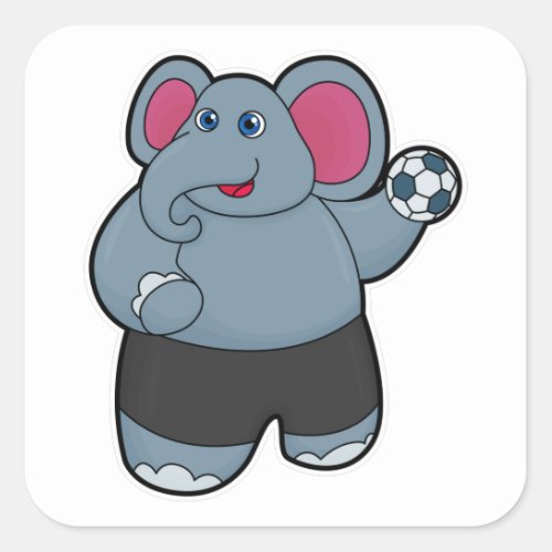 Elephant as Handball player with Handball ball Square Sticker