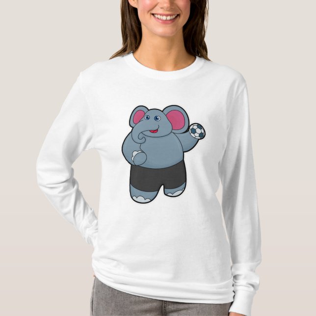 Elephant as Handball player with Handball ball T-Shirt (Front)