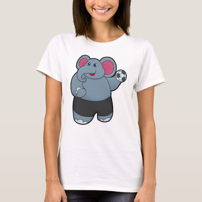 Elephant as Handball player with Handball ball T-Shirt (Front)