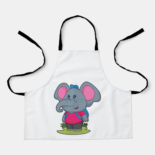 Elephant as Hiker with Backpack Apron (Front)