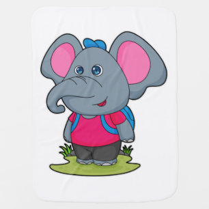 Elephant as Hiker with Backpack Baby Blanket
