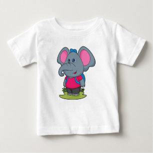 Elephant as Hiker with Backpack Baby T-Shirt