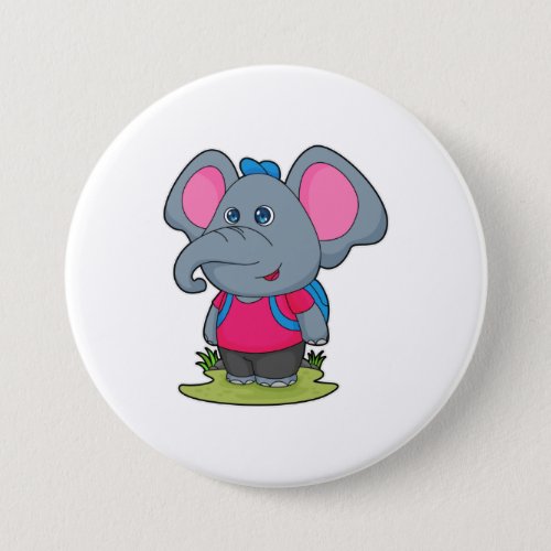Elephant as Hiker with Backpack Button