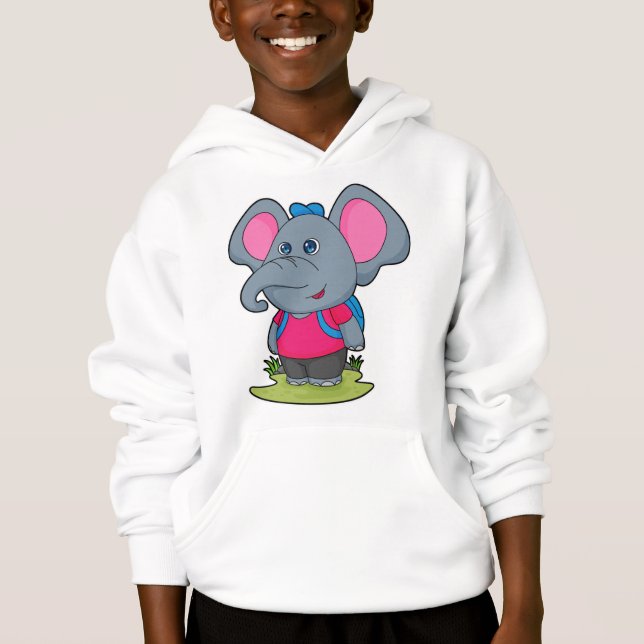 Elephant as Hiker with Backpack Hoodie (Front)