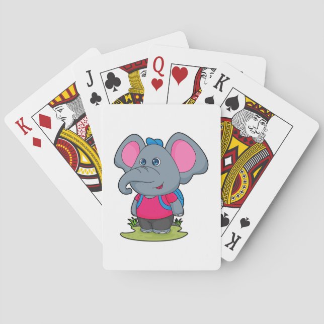 Elephant as Hiker with Backpack Poker Cards (Back)