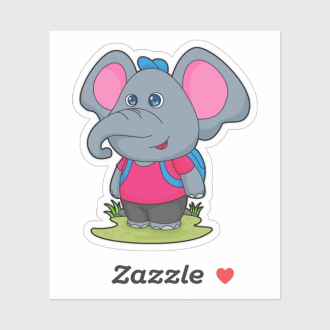 Elephant as Hiker with Backpack Sticker (Sheet)
