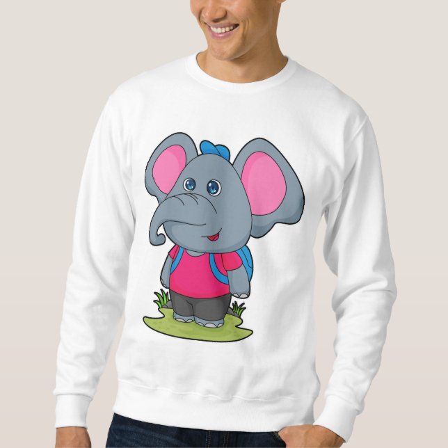 Elephant as Hiker with Backpack Sweatshirt (Front)