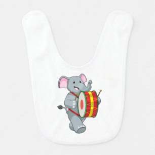 Elephant as Musician with Drum Baby Bib