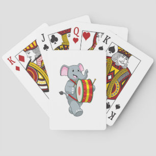 Elephant as Musician with Drum Poker Cards