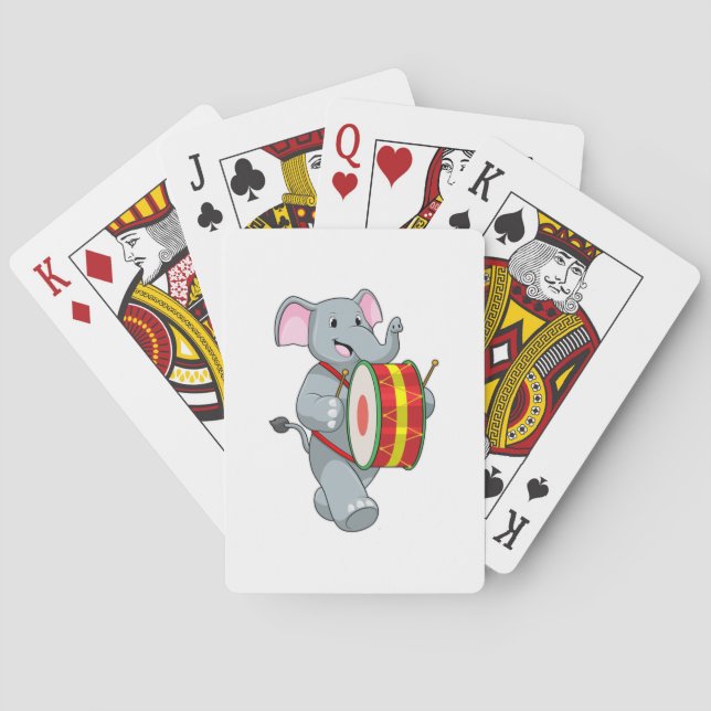Elephant as Musician with Drum Poker Cards (Back)