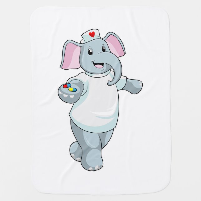 Elephant as Nurse with Medicine Baby Blanket (Front)