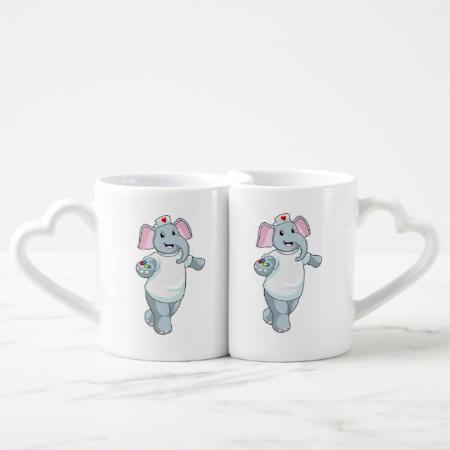 Elephant as Nurse with Medicine Coffee Mug Set (Front Nesting)
