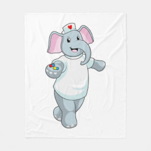 Elephant as Nurse with Medicine Fleece Blanket