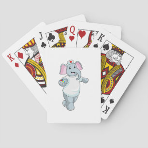 Elephant as Nurse with Medicine Poker Cards