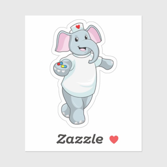 Elephant as Nurse with Medicine Sticker (Sheet)
