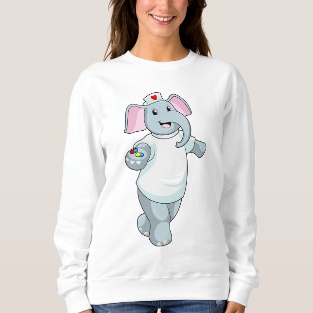 Elephant as Nurse with Medicine Sweatshirt (Front)