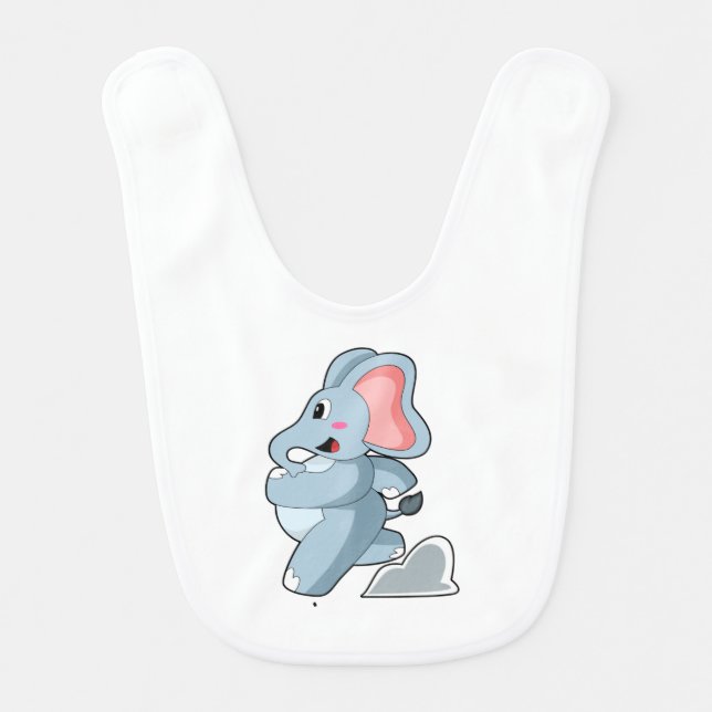 Elephant as Runner Baby Bib (Front)