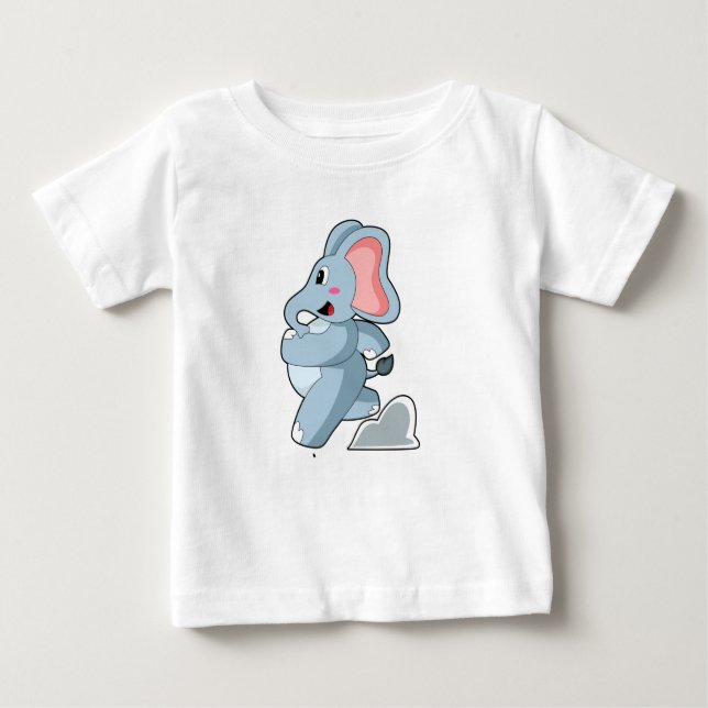Elephant as Runner Baby T-Shirt (Front)