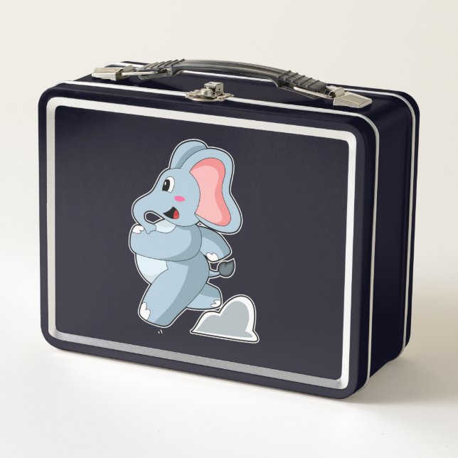 Elephant as Runner Metal Lunch Box (Front)