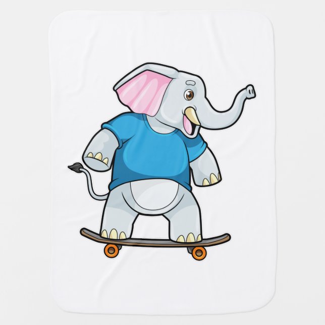 Elephant as Skater with Skateboard Baby Blanket (Front)