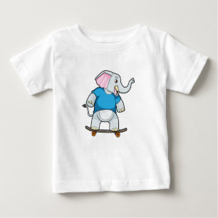 Elephant as Skater with Skateboard Baby T-Shirt
