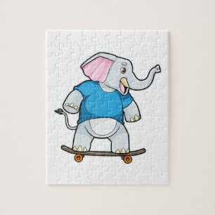 Elephant as Skater with Skateboard Jigsaw Puzzle
