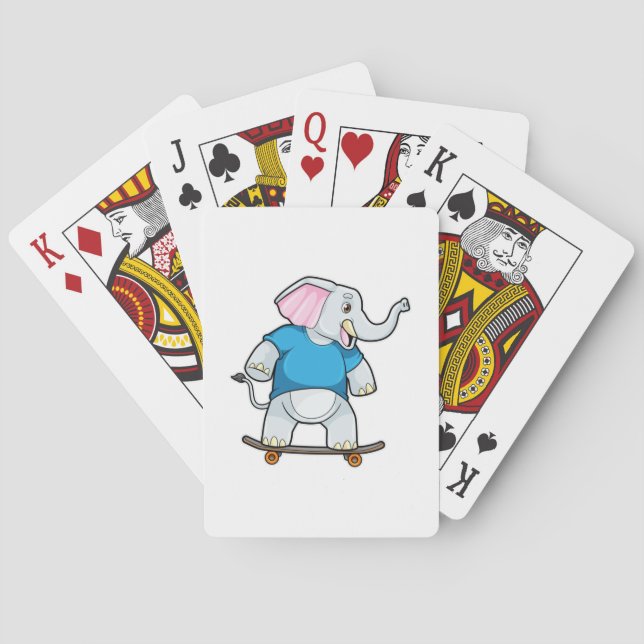 Elephant as Skater with Skateboard Poker Cards (Back)