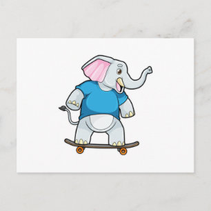 Elephant as Skater with Skateboard Postcard