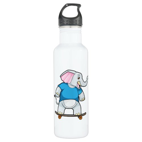 Elephant as Skater with Skateboard Stainless Steel Water Bottle