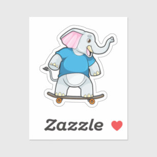 Elephant as Skater with Skateboard Sticker