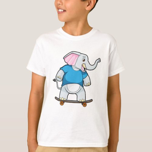 Elephant as Skater with Skateboard T_Shirt