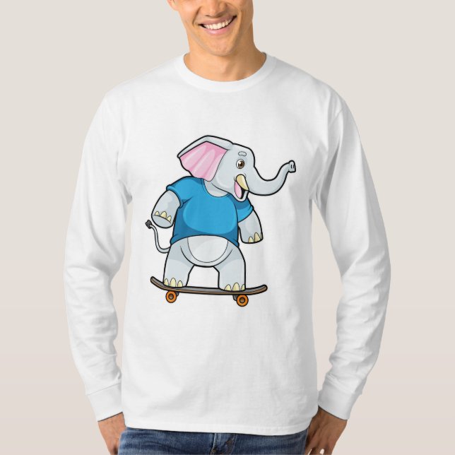Elephant as Skater with Skateboard T-Shirt (Front)