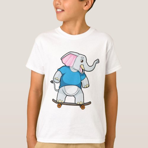 Elephant as Skater with Skateboard T_Shirt