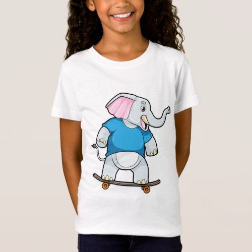 Elephant as Skater with Skateboard T_Shirt