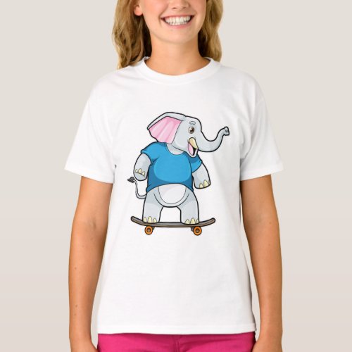 Elephant as Skater with Skateboard T_Shirt