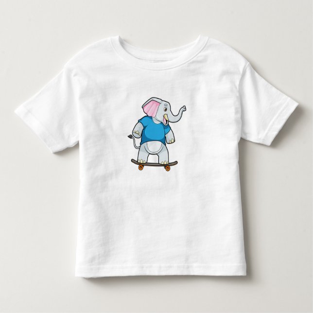 Elephant as Skater with Skateboard Toddler T-shirt (Front)