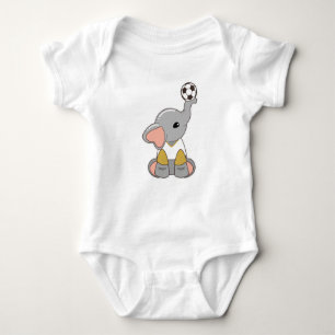 Elephant as Soccer player with Soccer ball Baby Bodysuit