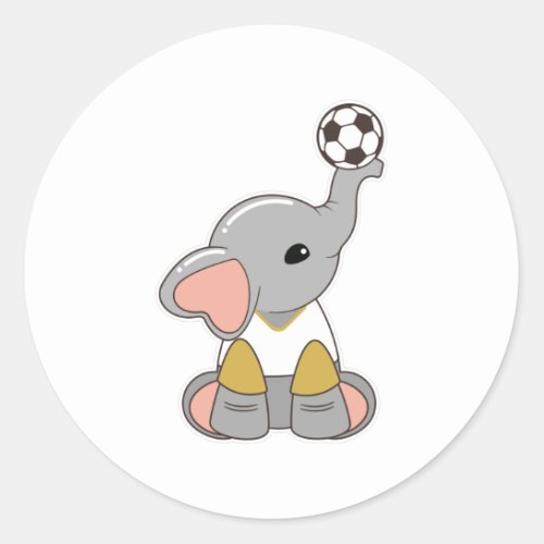 Elephant as Soccer player with Soccer ball Classic Round Sticker